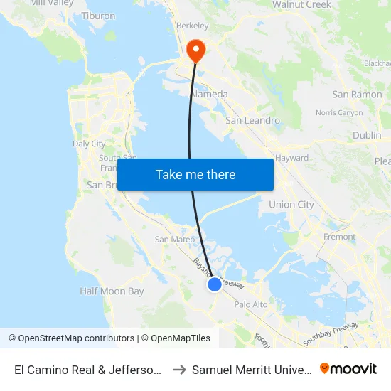El Camino Real & Jefferson Ave to Samuel Merritt University map
