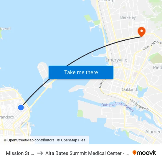 Mission St & 1st St to Alta Bates Summit Medical Center - Alta Bates Campus map