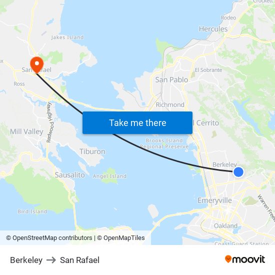 Berkeley to San Rafael map
