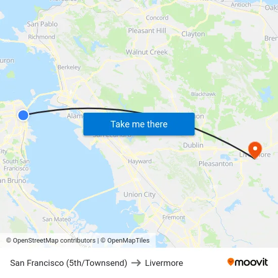 San Francisco (5th/Townsend) to Livermore map