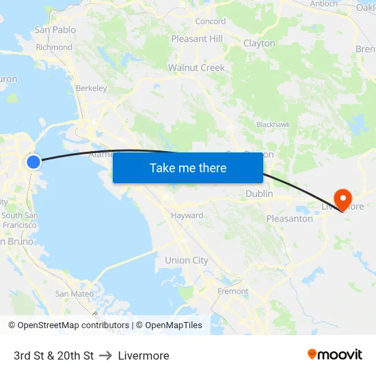 3rd St & 20th St to Livermore map
