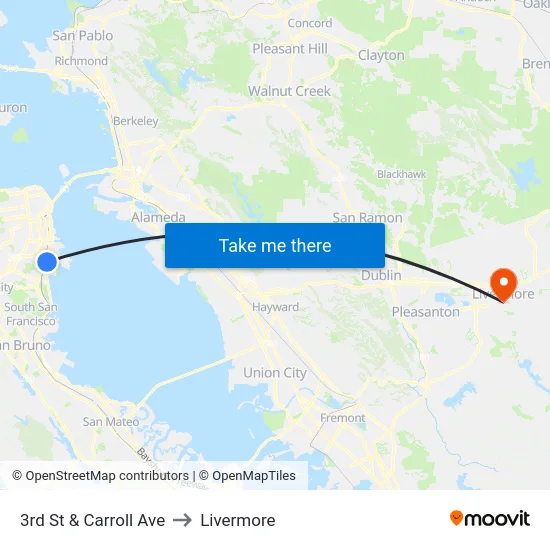 3rd St & Carroll Ave to Livermore map