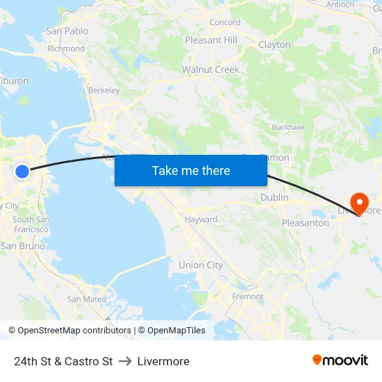 24th St & Castro St to Livermore map