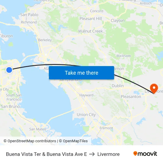 Buena Vista Ter & Buena Vista Ave E to Livermore map