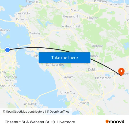 Chestnut St & Webster St to Livermore map