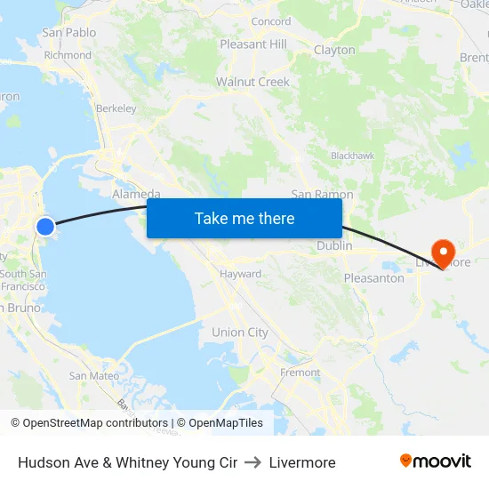 Hudson Ave & Whitney Young Cir to Livermore map
