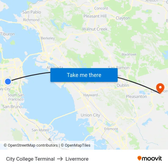 City College Terminal to Livermore map
