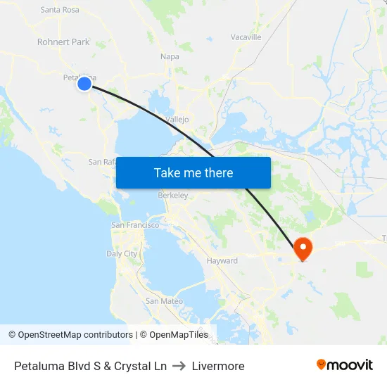 Petaluma Blvd S & Crystal Ln to Livermore map
