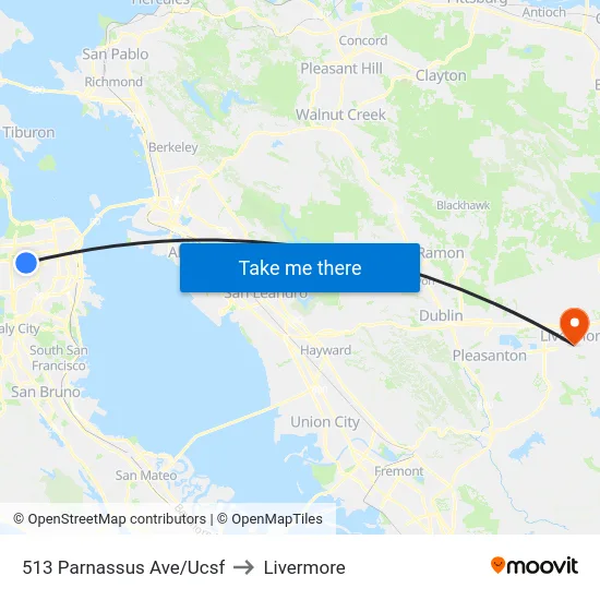 513 Parnassus Ave/Ucsf to Livermore map