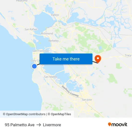 95 Palmetto Ave to Livermore map