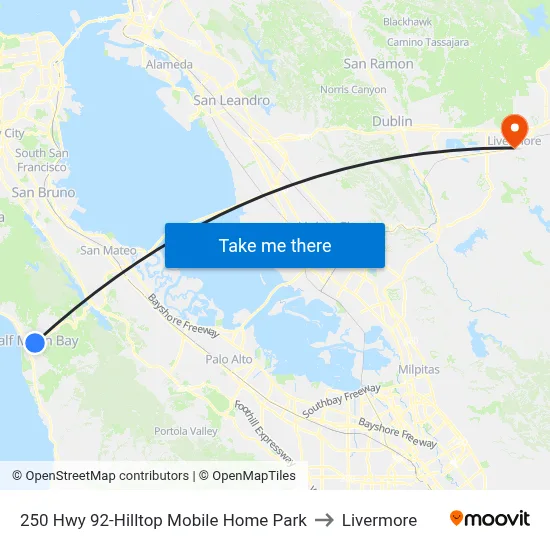250 Hwy 92-Hilltop Mobile Home Park to Livermore map