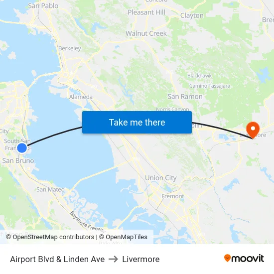 Airport Blvd & Linden Ave to Livermore map