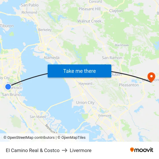 El Camino Real & Costco to Livermore map