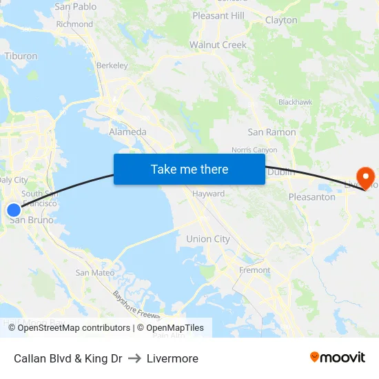 Callan Blvd & King Dr to Livermore map