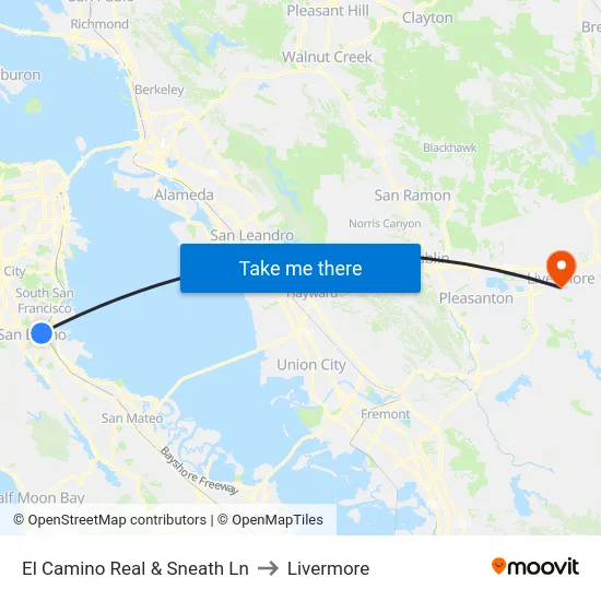 El Camino Real & Sneath Ln to Livermore map