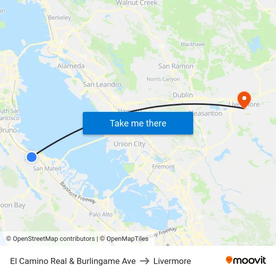 El Camino Real & Burlingame Ave to Livermore map