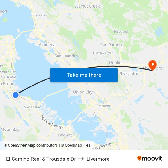 El Camino Real & Trousdale Dr to Livermore map