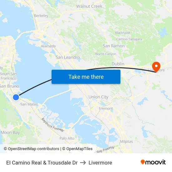 El Camino Real & Trousdale Dr to Livermore map