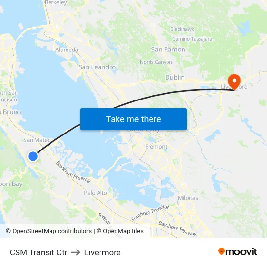 CSM Transit Ctr to Livermore map