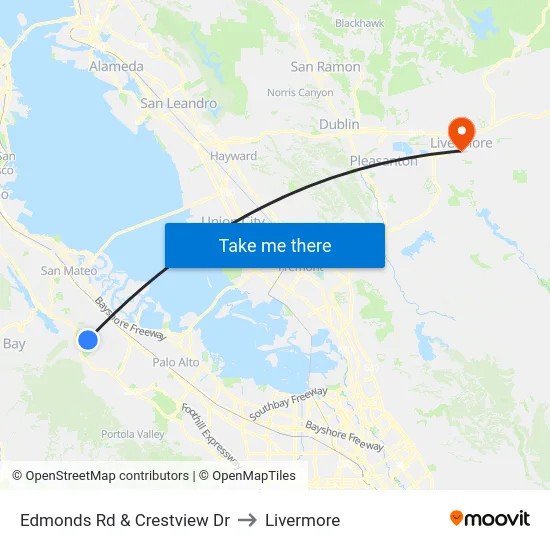 Edmonds Rd & Crestview Dr to Livermore map
