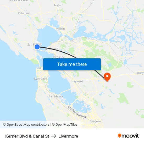 Kerner Blvd & Canal St to Livermore map