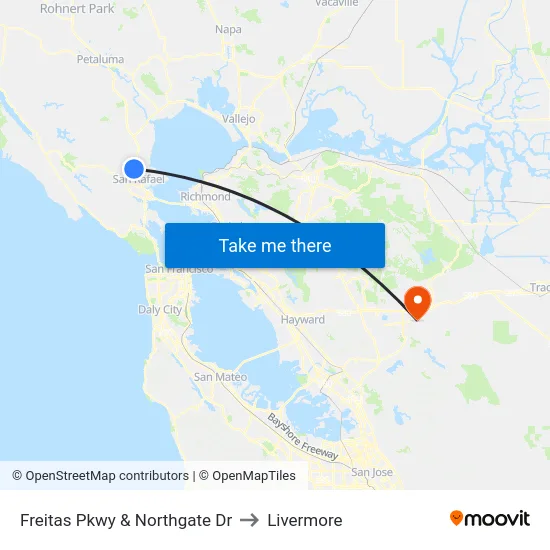 Freitas Pkwy & Northgate Dr to Livermore map