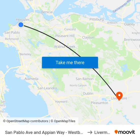 San Pablo Ave and Appian Way - Westbound to Livermore map