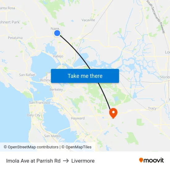 Imola Ave at Parrish Rd to Livermore map