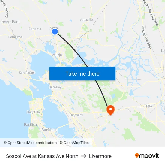 Soscol Ave at Kansas Ave North to Livermore map