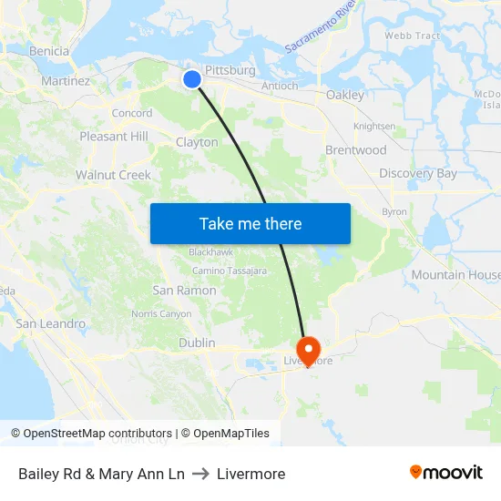 Bailey Rd & Mary Ann Ln to Livermore map