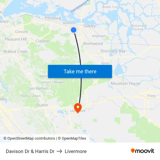 Davison Dr & Harris Dr to Livermore map