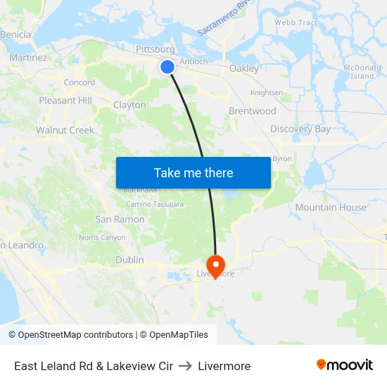East Leland Rd & Lakeview Cir to Livermore map