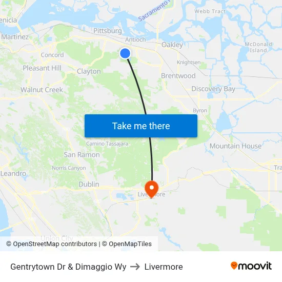 Gentrytown Dr & Dimaggio Wy to Livermore map