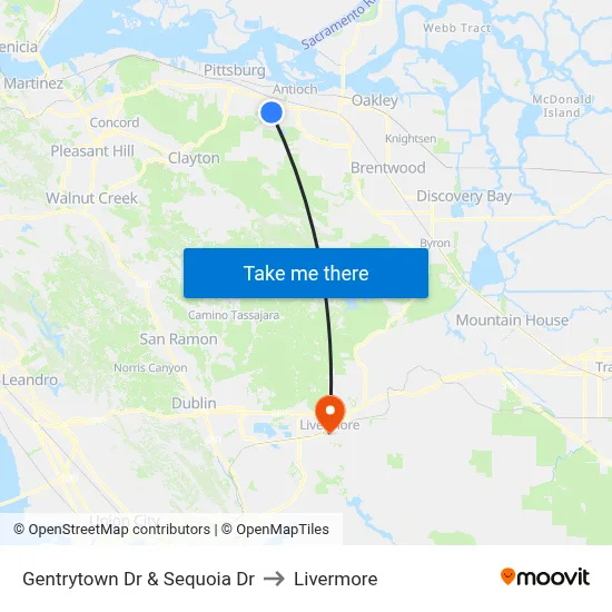Gentrytown Dr & Sequoia Dr to Livermore map