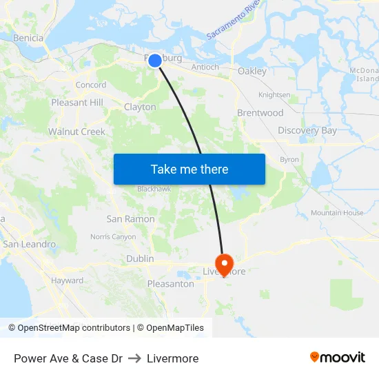 Power Ave & Case Dr to Livermore map