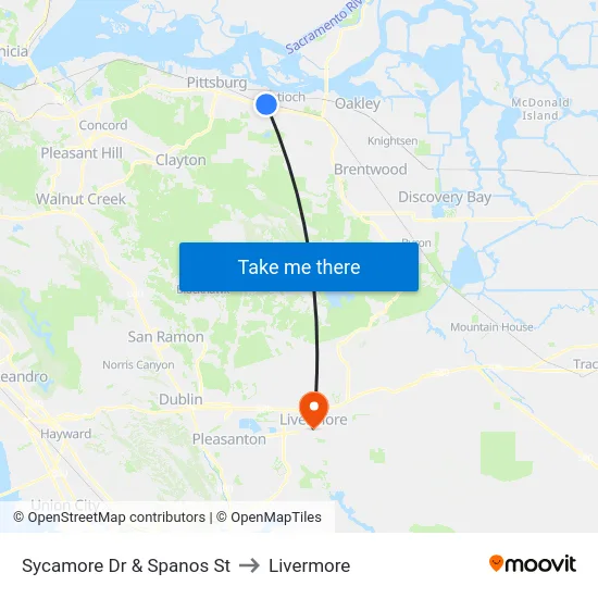 Sycamore Dr & Spanos St to Livermore map