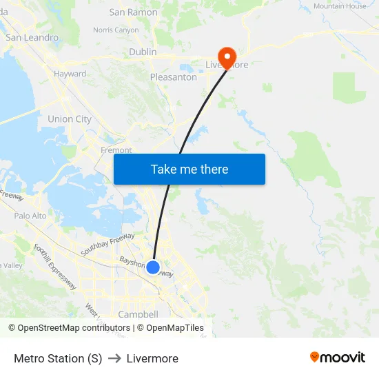 Metro Station (S) to Livermore map