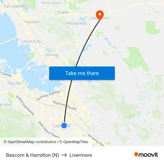Bascom & Hamilton (N) to Livermore map
