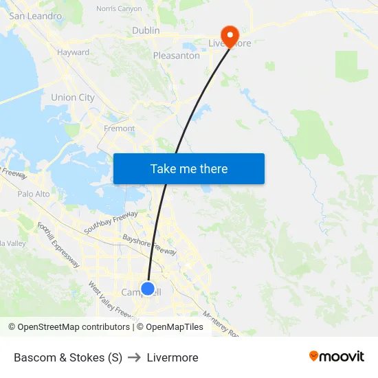 Bascom & Stokes (S) to Livermore map