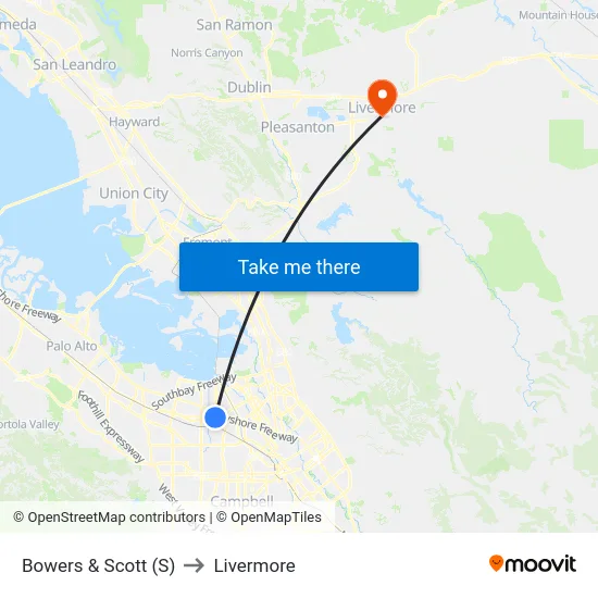 Bowers & Scott (S) to Livermore map