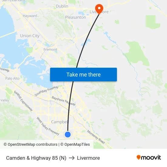 Camden & Highway 85 (N) to Livermore map