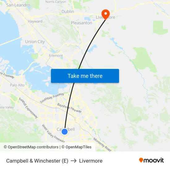 Campbell & Winchester (E) to Livermore map