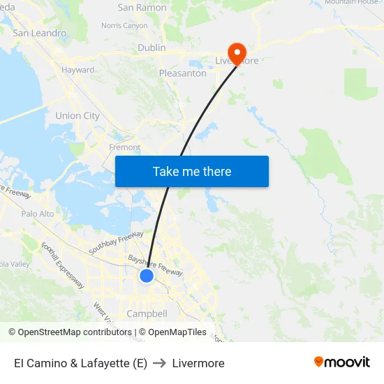 El Camino & Lafayette (E) to Livermore map