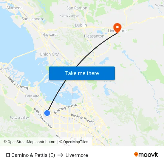 El Camino & Pettis (E) to Livermore map