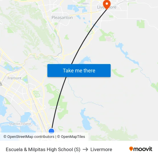 Escuela & Milpitas High School (S) to Livermore map