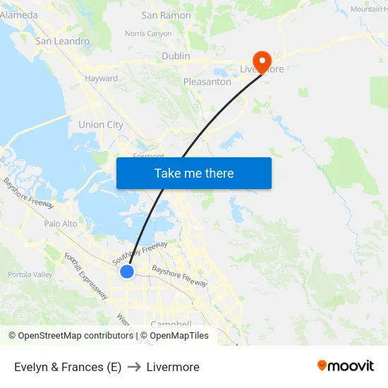 Evelyn & Frances (E) to Livermore map