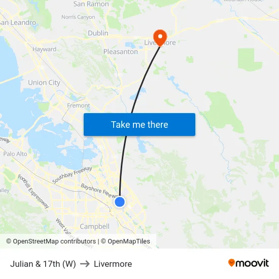 Julian & 17th (W) to Livermore map