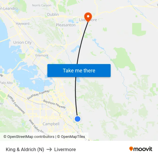 King & Aldrich (N) to Livermore map