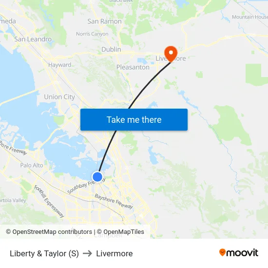 Liberty & Taylor (S) to Livermore map
