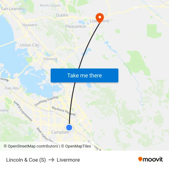 Lincoln & Coe (S) to Livermore map